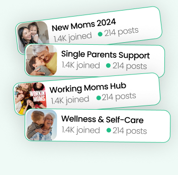 Groups on Haven: New Moms, Single Parents Support, Working Moms Hub, Wellness and Self-Care.